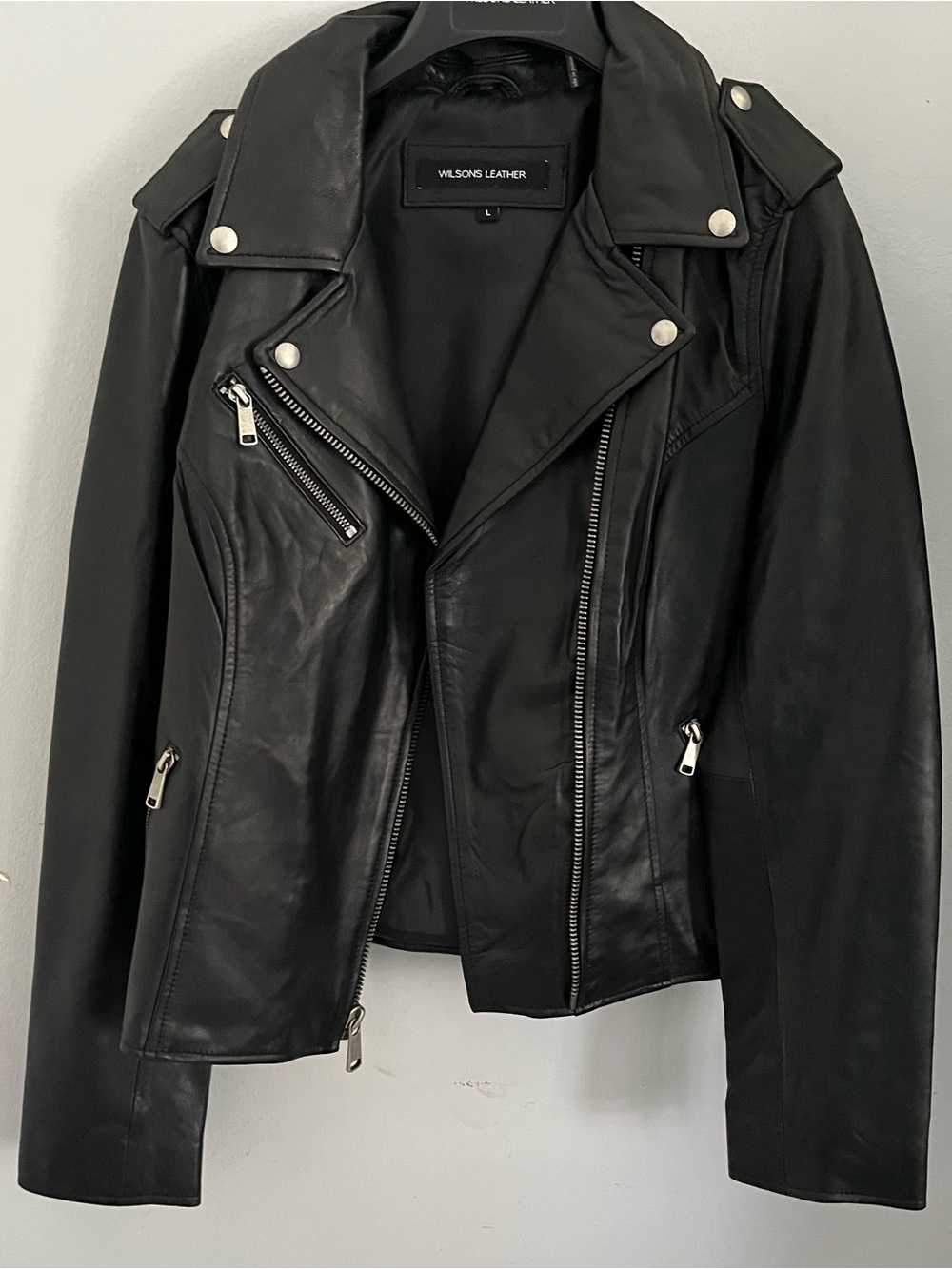 NWOT Black Leather Moto Jacket Wilsons Leather Madeleine Asymmetrical